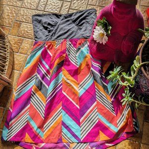 Sleeveless Vibrant Chevron Print Mini Dress